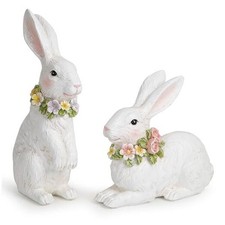 Spring Garden Patio Bunny Figurine Set 2pcs The Perfect Accent for a White