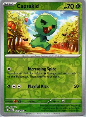 Pokemon TCG Capsakid 28/198 Scarlet Violet Rev Holo NM