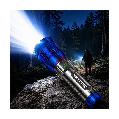 SKYFIRE 6000 Lumens Rechargeable Flashlight with Ignition Lens, Up to 96H Run...