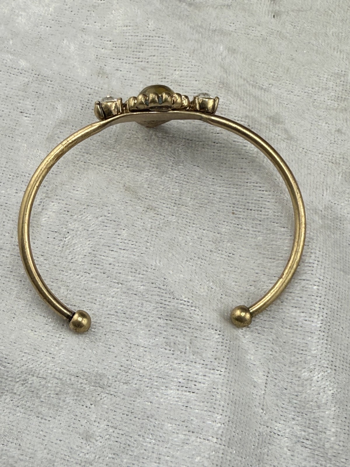 Rhinestone Cuff Bracelet Delicate Simple Gold Ton… - image 4