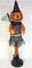 Scarce K & K INTERIORS Halloween JACK-O-LANTERN Witch Lady Figure-26" Tall