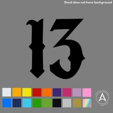 Number 13 Sticker Vinyl Decal Lucky Die Cut Car bumper Window Wall Decor Laptop