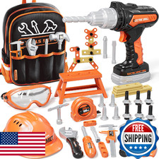 KidBloom Kids Tool Set with Backpack, 50 PCS Toddler Pretend Tools with Electron