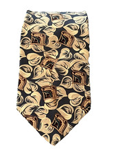 J.T. Beckett Tie Mens Black Gold All Silk Made in USA Abstract Leaf Print Dress