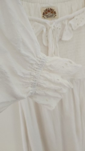 Nine Lives Bazaar ~ Jenny Shirred Dove Dress White Cotton Midi S AU 8 10 US 4 6 - Picture 13 of 17