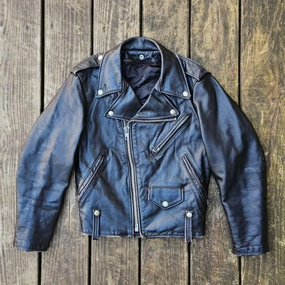 Chaqueta de motocicleta Schott NYC 125W para mujer doble moto negra talla 6 hecha en EE. UU. - Imagen 1 de 4