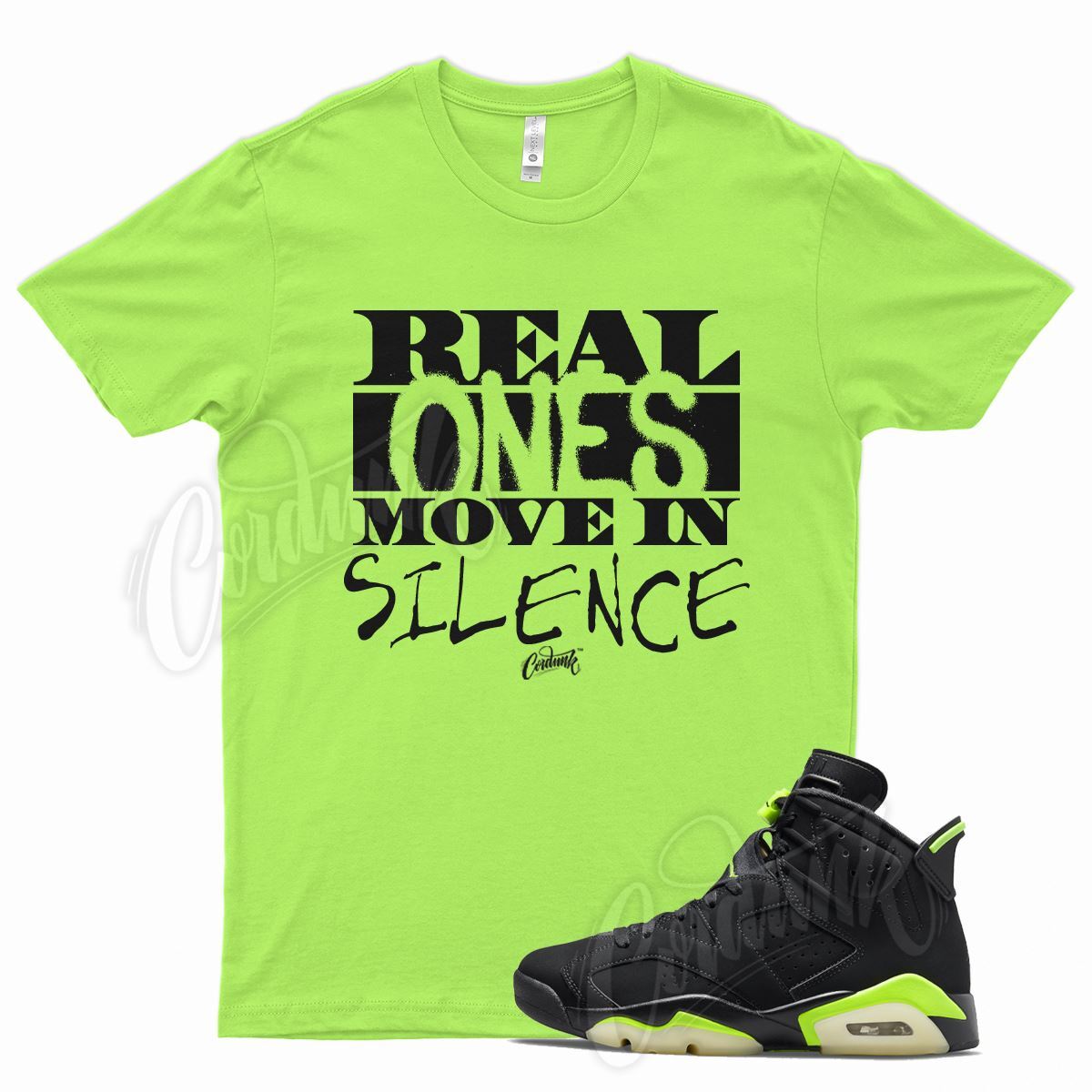 YR REAL Shirt for J1 6 Electric Green Glow Dunkman Lime 350
