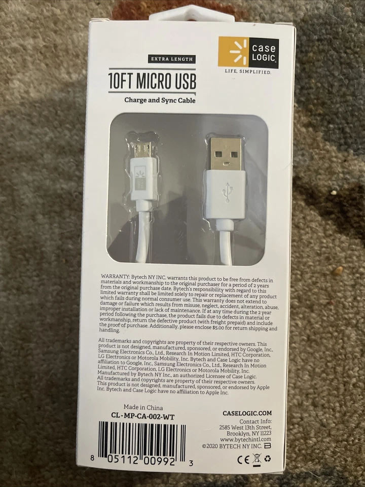 Case Logic Extra Long 10 Foot Micro USB Cable - White - Image 2 of 2