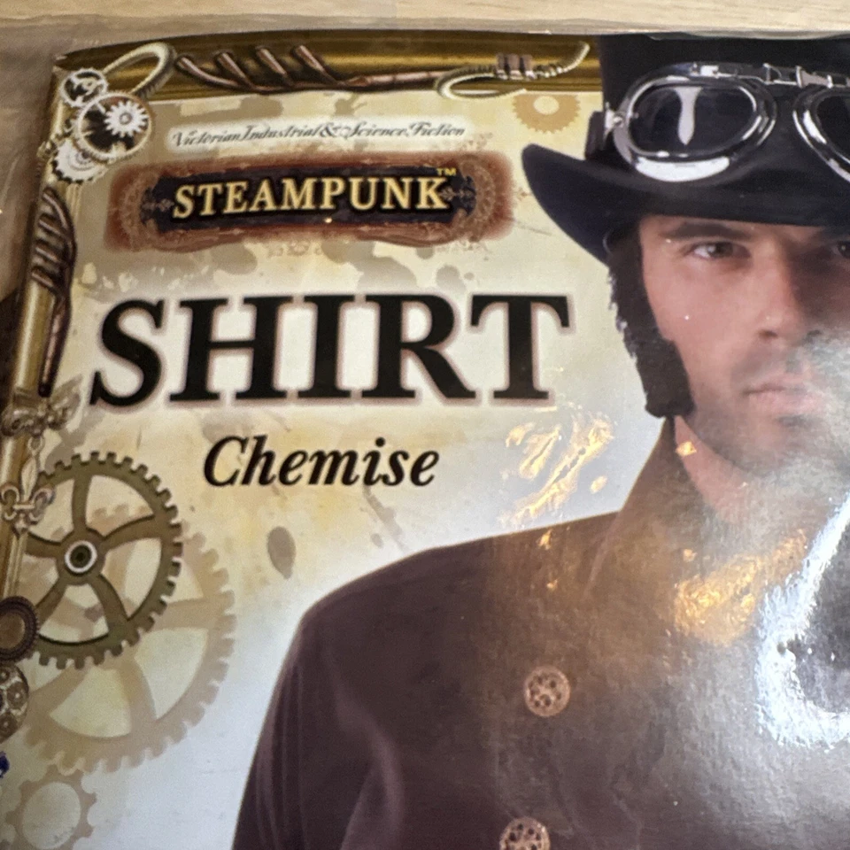 Camisa de caballero steampunk marrón con botones accesorio de disfraz para hombre adulto Foto 3 de 4