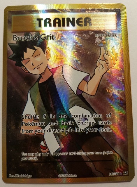 Brock's Grit Full Art 107/108 Evolutions Rare Trainer/Supporter Pokemon
