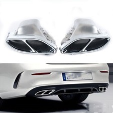 Pair Exhaust Muffler Tailpipe For Mercedes-Benz W205 C-class 2015-2018 16 Silver