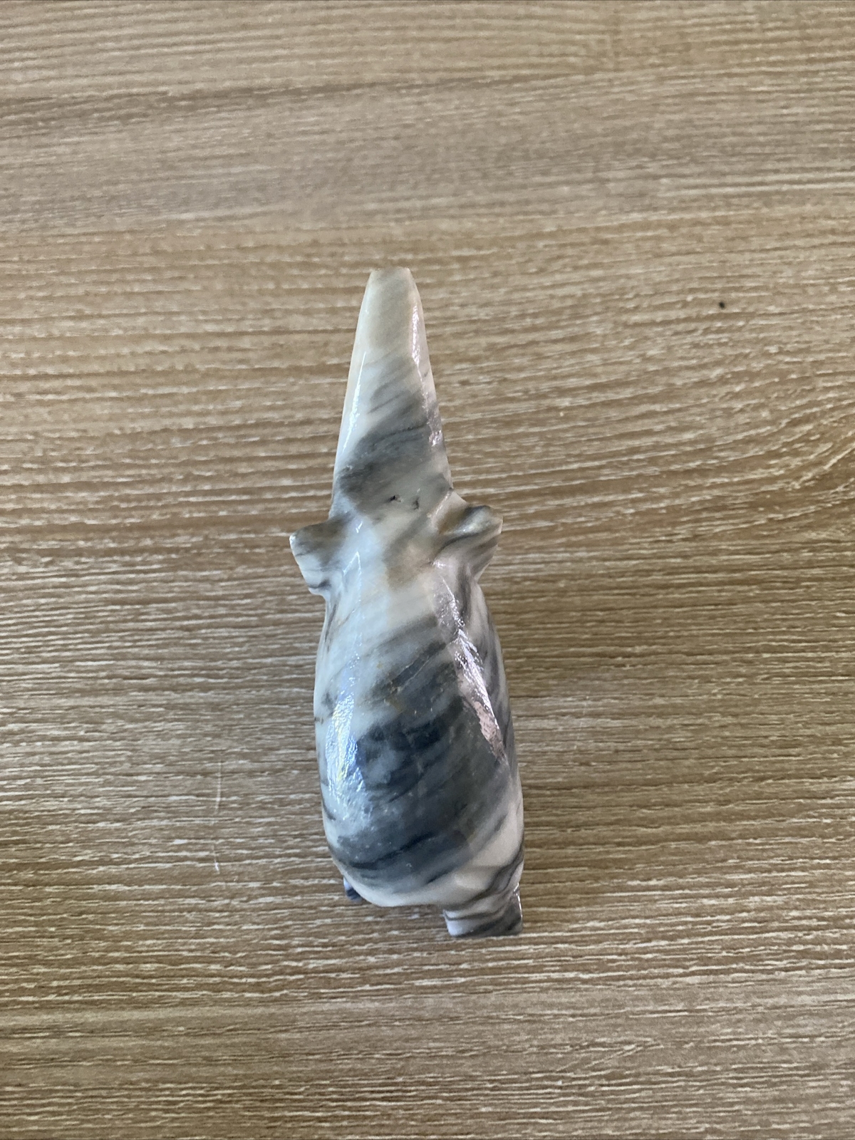 SMALL GRAY AND BLACK MARBLE / STONE ELEPHANT STATUETTE / FIGURINE