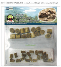 JTT Scenery 95582 HO scale  Hay Bales  Round 15/pk  Rectangular 20/pk