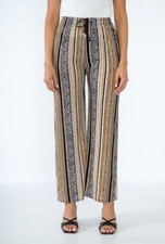 LADIES LEOPARD STRIPE PRINT PALAZZO TROUSERS WOMEN CLASSIC FLARE WIDE LEG PANTS