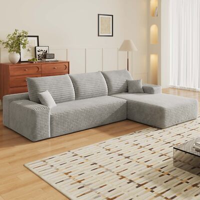 107'' L Shape Modular Cloud Sectional Couch with Right Facing Chaise Sleeper Sofa