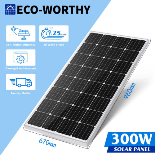 300W Mono Solar Panel 12V Power for Battery Charge Caravan Camping RV plug&play - Picture 1 of 12