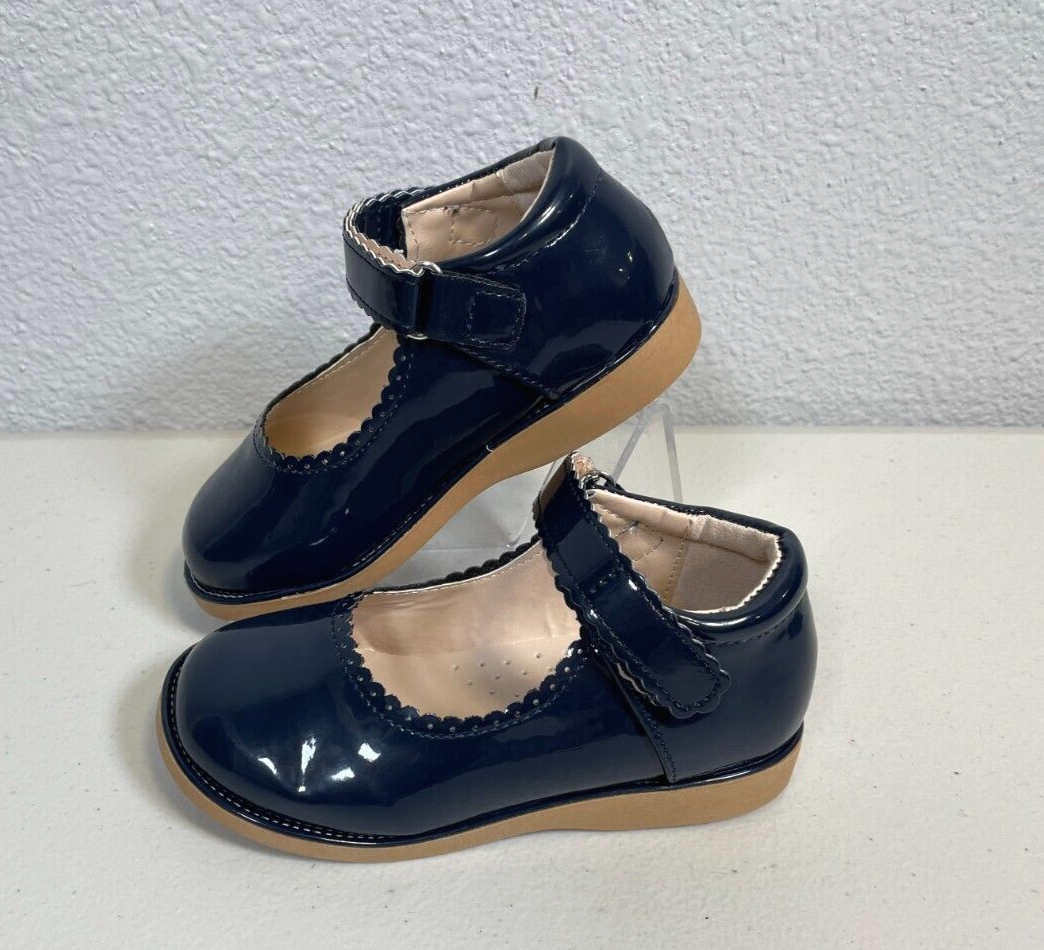 The Doll Maker Girls Mary Jane Shoes Navy Blue Hook Loop Size
