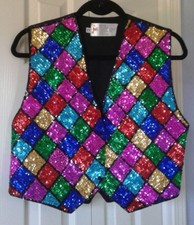 Jc Color Block Sequin Beaded Vest For Carnivale Mardi Gras Nwot Size Medium