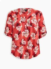 Torrid Harper Rayon Pullover 3/4 Sleeve Blouse Floral Pink 3 3X 22 24 #B03332
