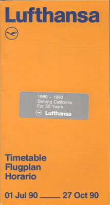 Lufthansa German Airlines Western US system timetable 7/1/90 [4091]