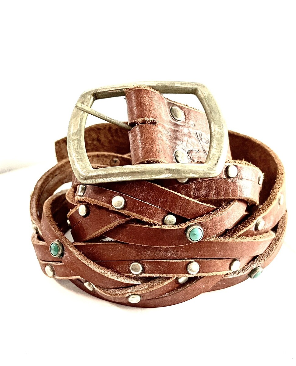 Authentic JOED- 100% Leather , Brown Belt, Brass Studs 36 