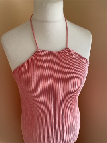 Elenza by L&L Neckholder Plisse Kleid Gr. S M 10 12 babyrosa lang Seitenschlitz