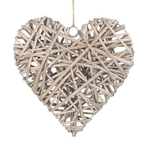 Large Full Antique Wash Wicker Willow Heart 30cm