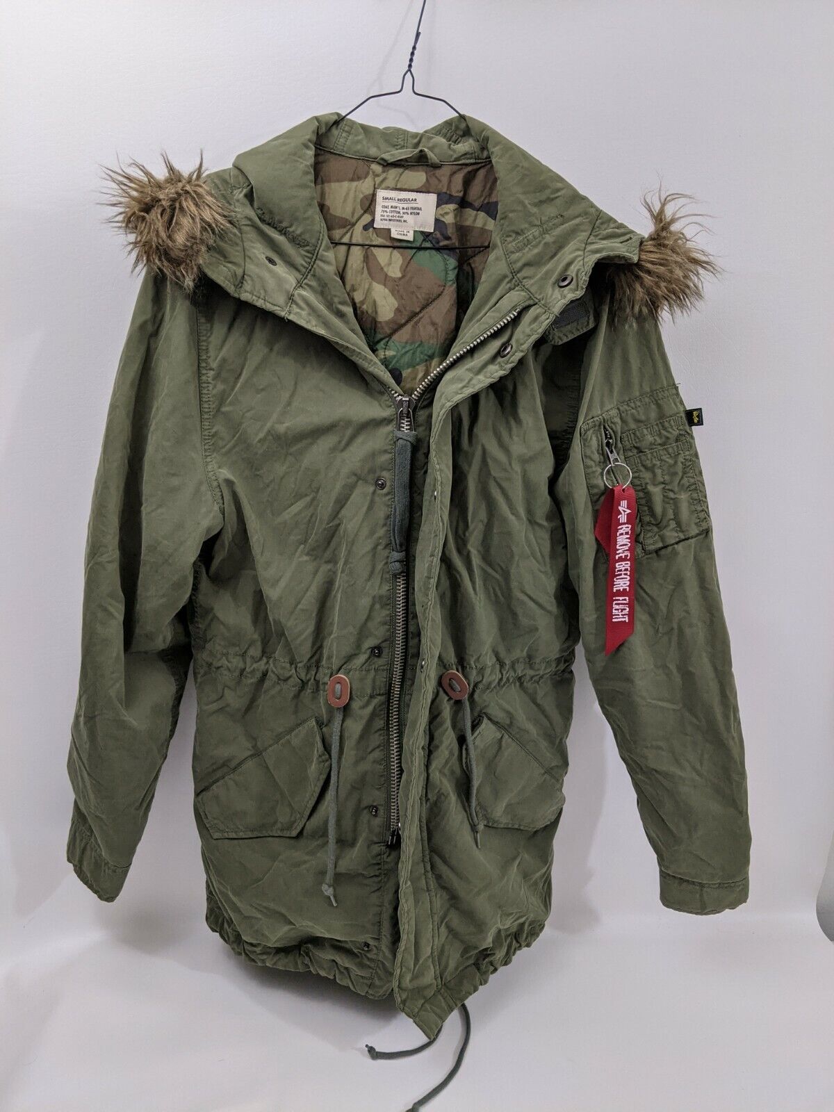 Fishtail Parka US Alpha Industries M65 Jacket Hooded Army Coat Mens Small