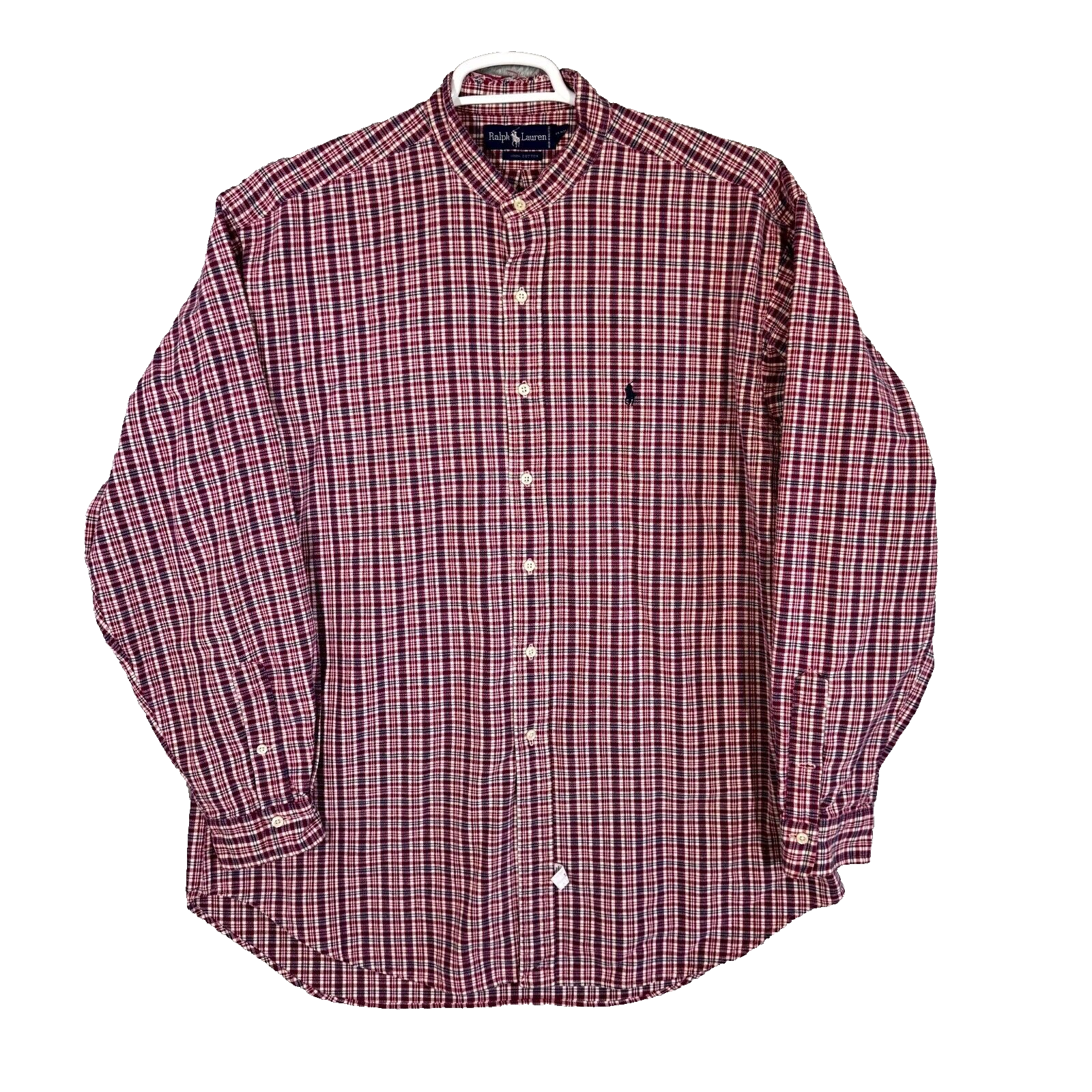 PONY Ralph Lauren Camicia Uomo Flanella XL Rosso Plaid Cotone Manica Lunga Bottoni M1204
