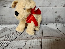 Melissa  Doug Cute Tan Lab Puppy Dog Soft Plush Stuffed Animal  Red Bow 10"