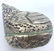 Cambodian Bird Betel Nut Box Silver Repousse Antique