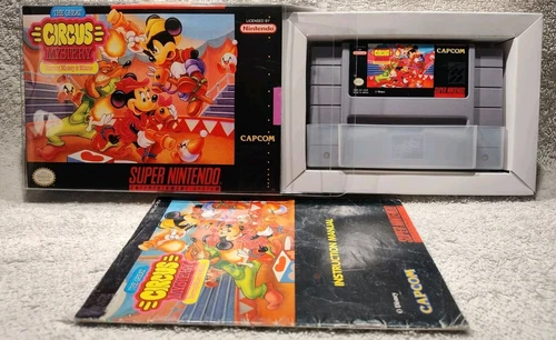 Great Circus Mystery Starring Mickey & Minnie (SNES, 1994) VGC + Case Protector!