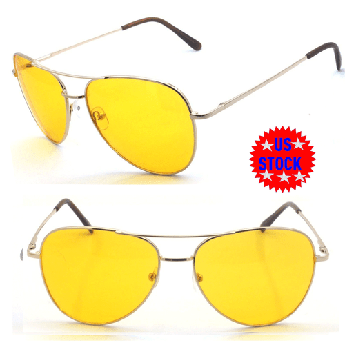 Retro Pilot Metal Frame Night Driving Lens Spring Temple Sunglasses AV03 - Picture 5 of 8