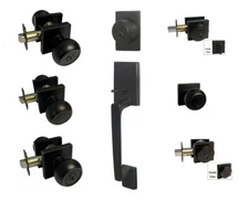 Oil Rubbed Bronze Square Plate Round Door knobs locks entry privacy deadbolt