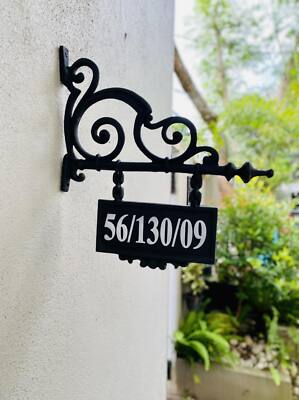 Custom made personalized address plate wall hanger metal/wooden free ...