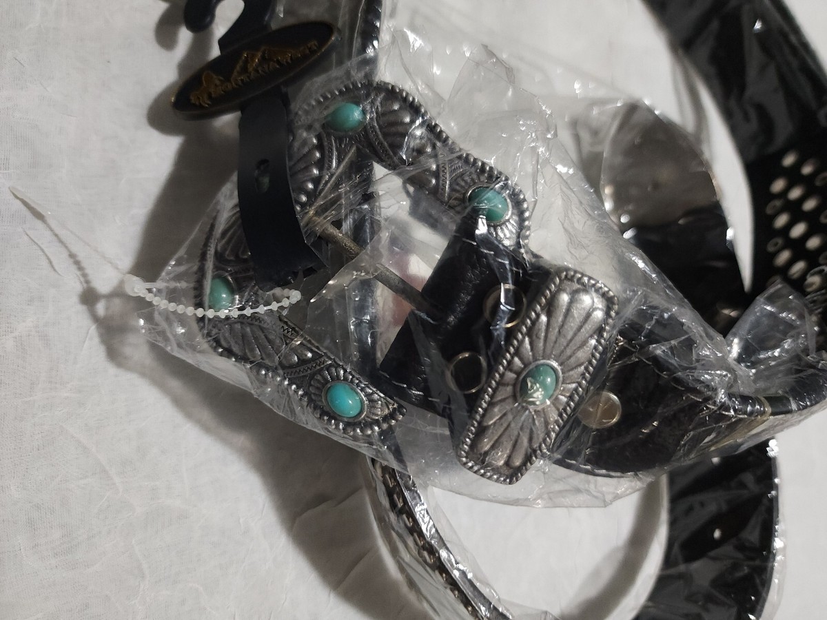 Montana West Belt Size 32 Beaded Rhinestone Silver Turquoise  display picture 2