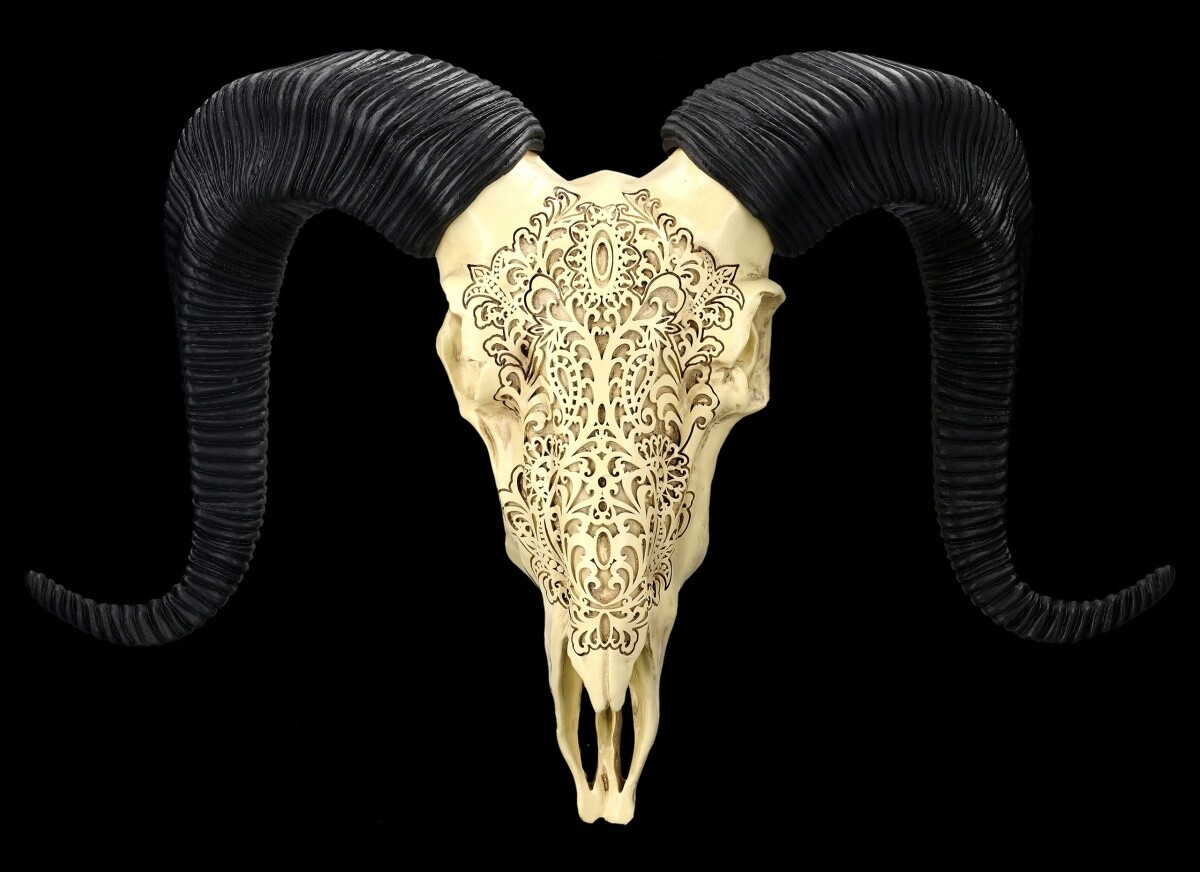 Wall relief - Ram skull with decorations large - Skull Wild West