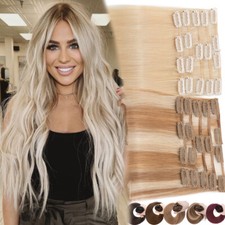 US CLEARANCE Clip In Human Hair Extensions Real Remy Hair 100 Soft Full Head 8A
