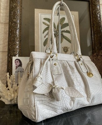    Extremely Rare BRAHMIN White Lady Melbourne  Elouise Rose  Pleated Satchel