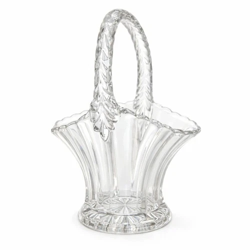 Vintage Clear Pressed Glass Basket Candy Dish Starburst Base Depression Era