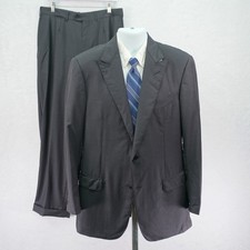 NEW Ermenegildo Zegna Black Striped Trofeo Wool 2 Piece Suit 38L 33 / 32