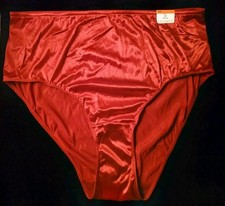 Vintage Layne Bryant Cacique Ruby Red Liquid Satin Hi-Cut Panties NWT 22/24 Plus