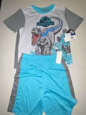 Dinosaur Jurassic World Pajamas Set Shorts T Shirt Boys Size 10 Lounge Summer