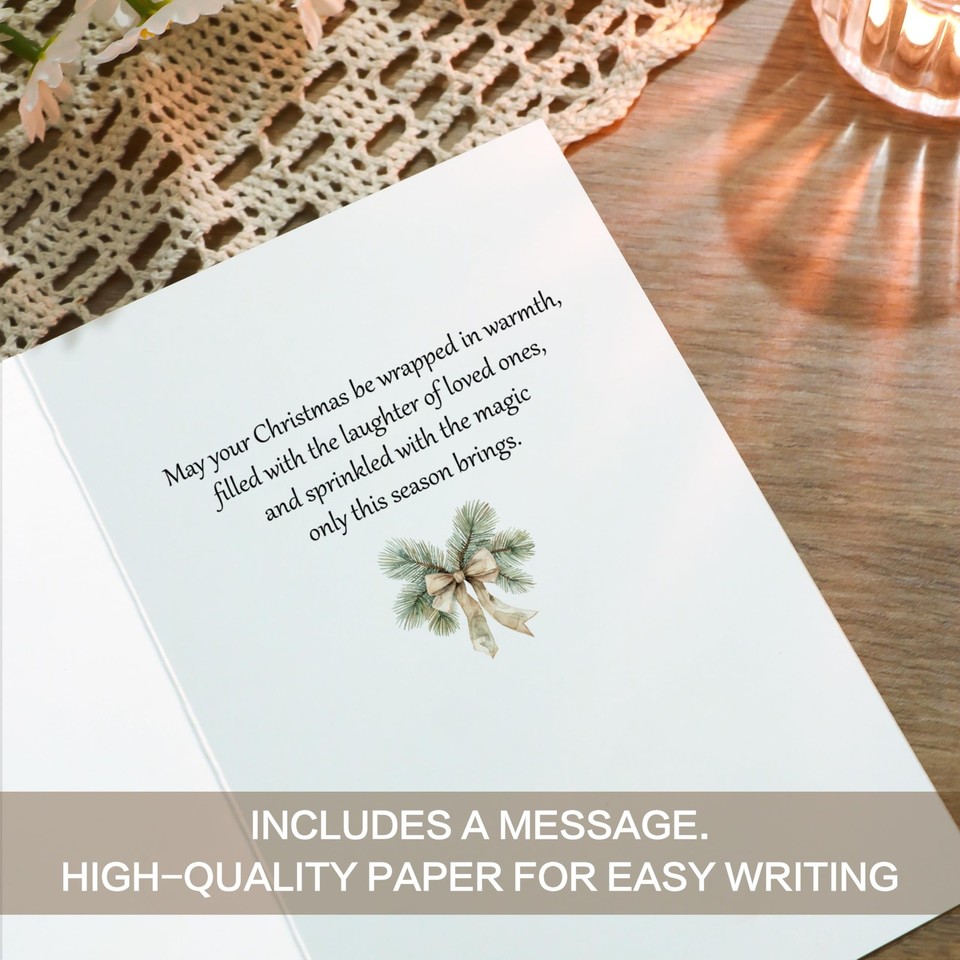Happy Holidays Blank Greeting Cards - 25 Pack White A6 Cards With Envelopes
