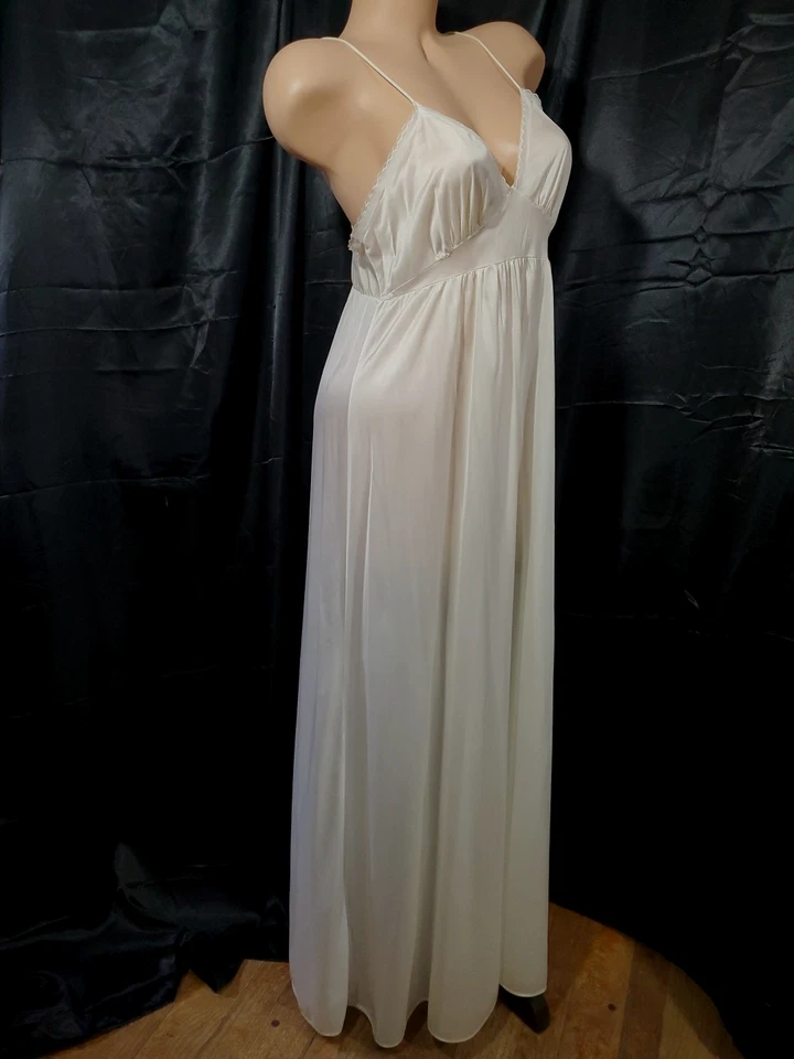 De Colección Miss Elaine Camisón Largo Vestido SEDOSO MARFIL SATINADO Suelo Barrido Lencería MED Foto 3 de 4