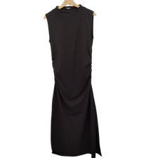 Quince Women Stretch Cotton Jersey Mock Neck Midi Dress TRUE Black L