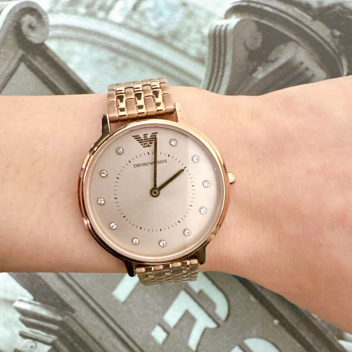 Emporio Armani AR11062 Crystal Rose Dial Women's Watch | eBay