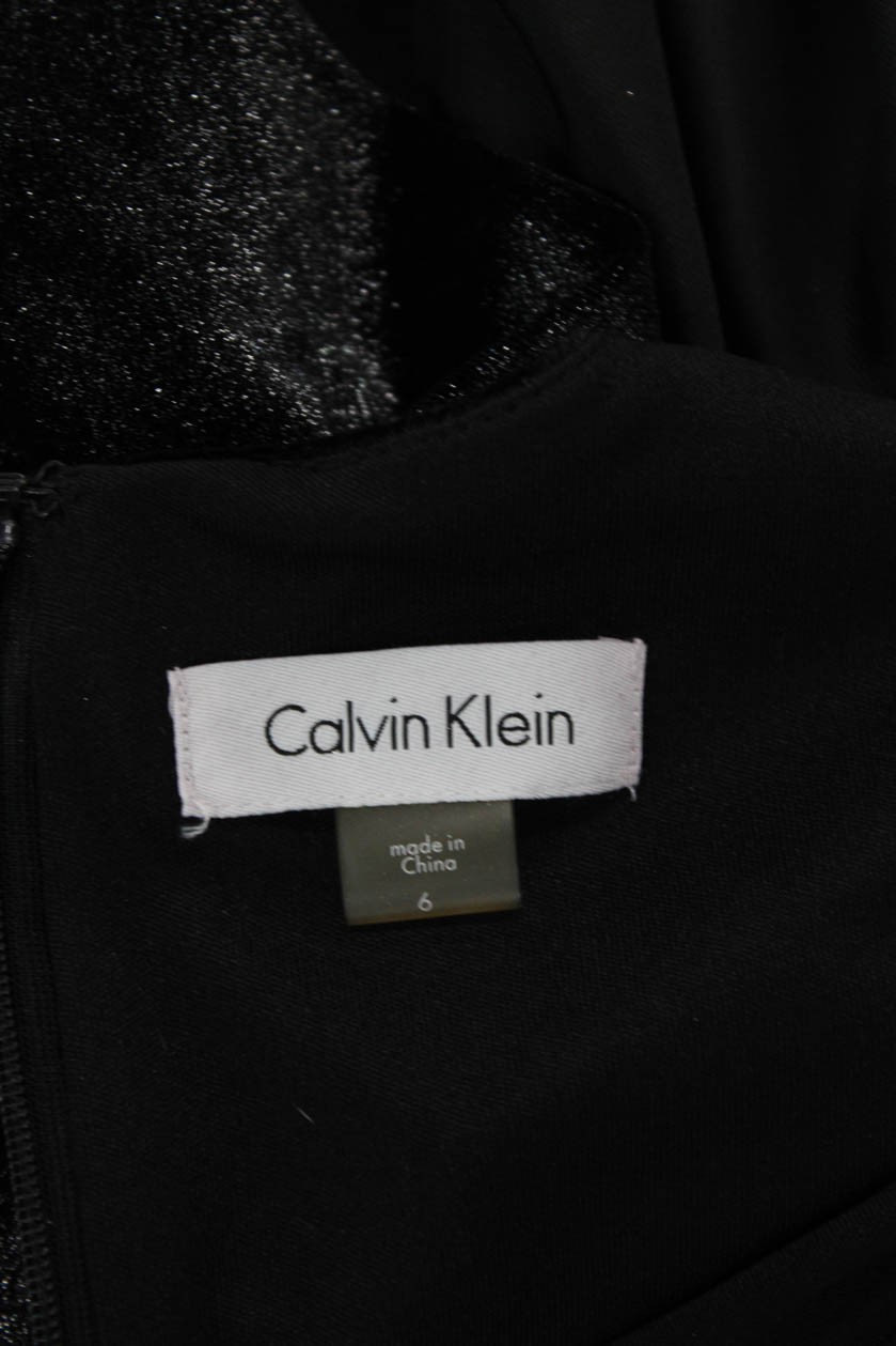 Calvin Klein Women Sheath Wrap Black V-Neck Long Sleeve Dress Size 6 thumbnail 6