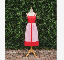 NWT Kate Spade Colorblock Poplin Sundress in Lava Red Pink Cotton Shirt Dress 10