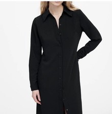 Madewell NWT Midi Shirt Dress Size 6 Black Button Front